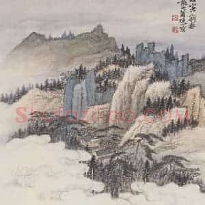 1938年 萧逊《山水图》国画山水作品图片赏析