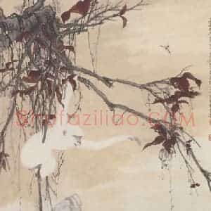 1934年 张泽《丹枫白猿图》国画综合作品图片赏析