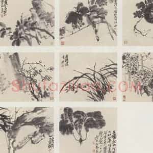 吴昌硕《花卉图》国画花鸟作品图片赏析