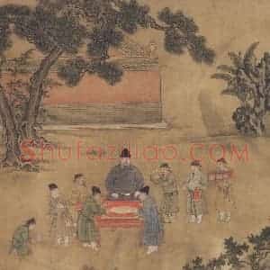 明代 不详《明宣宗斗鹌鹑图》国画人物作品图片赏析