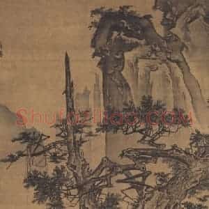 明代 史文《松荫抚琴图》国画人物作品图片赏析
