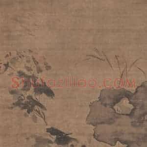 明代 孙隆《芙蓉游鹅图》国画花鸟作品图片赏析