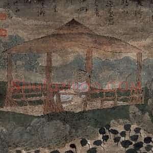 1996年 杨福音《晚日图》国画综合写意作品图片赏析