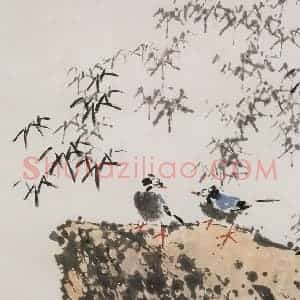 2002年 王之海《岩颠栖禽》国画花鸟作品图片赏析