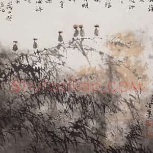 2006年 王之海《枝枝摇浪花》国画花鸟作品图片赏析