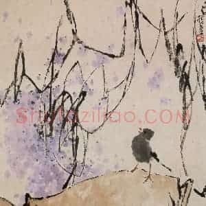 1990年 王之海《鸣春》国画花鸟作品图片赏析