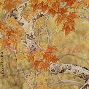 1992年 金鸿钧《秋韵》国画花鸟作品图片赏析