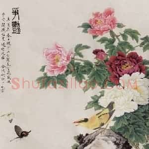 1981年 金鸿钧《争艳》国画花鸟作品图片赏析