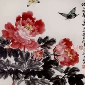 1984年 金鸿钧《欣欣向荣》国画花鸟作品图片赏析