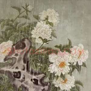 1983年 金鸿钧《雨》国画花鸟作品图片赏析