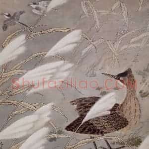 1986年 金鸿钧《芦塘野趣》国画花鸟作品图片赏析