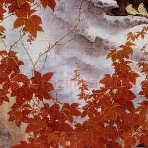 1987年 金鸿钧《霜重色更浓》国画花鸟作品图片赏析