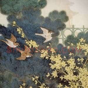 1983年 金鸿钧《古都春风》国画花鸟作品图片赏析