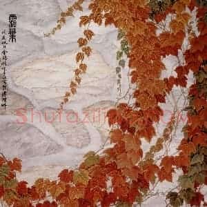 1988年 金鸿钧《霜叶》国画花鸟作品图片赏析