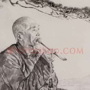 蒋兆和《松下老人图》国画人物作品图片赏析