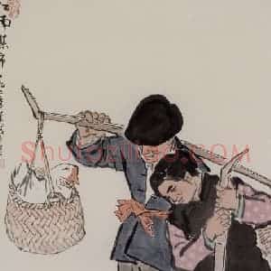 叶浅予《江南集市》国画人物作品图片赏析