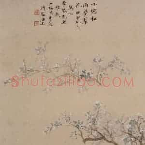 陈少梅《小窗和雨梦梨花》国画人物作品图片赏析