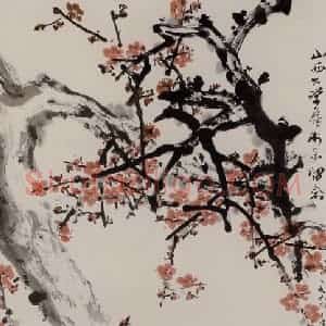关山月《红梅》国画花鸟作品图片赏析