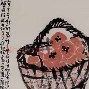 许麟庐《筐柿图》国画综合作品图片赏析