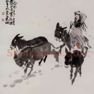 黄胄《放牧图》国画综合作品图片赏析
