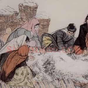 黄胄《选种图》国画人物作品图片赏析