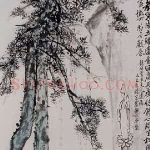 王震《钱母曾太夫人遗像》国画人物作品图片赏析