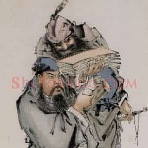 李耕《关羽像》国画人物作品图片赏析