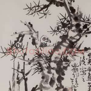 李苦禅《苍松白鸽图》国画花鸟作品图片赏析
