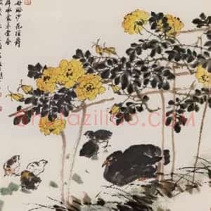2008年 朱颖人《小鸡》国画花鸟作品图片赏析