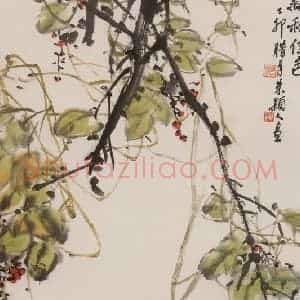 1987年 朱颖人《新秋佳色》国画花鸟作品图片赏析