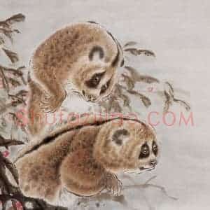 1993年 段忻然《懒猴》国画花鸟作品图片赏析