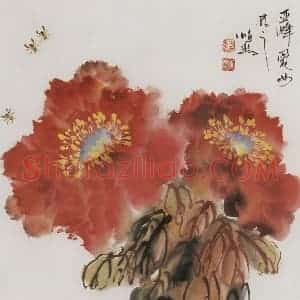 1997年 段忻然《牡丹》国画花鸟作品图片赏析