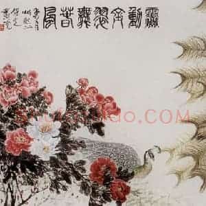 1989年 段忻然《振动金翠舞清风》国画花鸟作品图片赏析