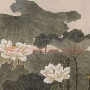 1961年 谢稚柳《莲塘鹡鸰》国画花鸟作品图片赏析