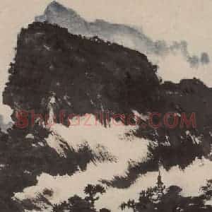 1961年 潘天寿《雨后千山铁铸成》国画山水作品图片赏析