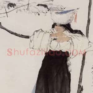 1954年 周昌谷《两个羊羔》国画人物作品图片赏析