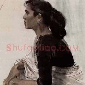 1956年 李斛《印度妇女》国画人物作品图片赏析