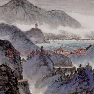 1965年 应野平《井冈山茨坪新貌》国画山水作品图片赏析