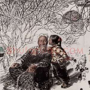 1979年 王有政《悄悄话》国画人物作品图片赏析