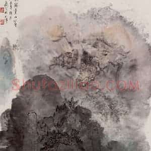 1988年 孙克纲《雨霁青山翠》国画山水作品图片赏析