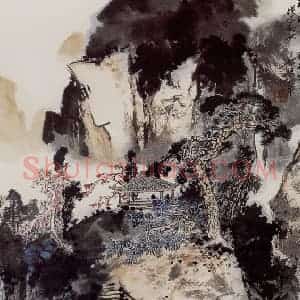 1988年 梁树年《醉翁亭》国画山水作品图片赏析