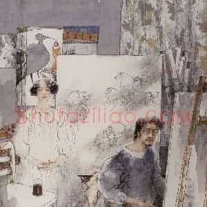 1995年 王颖生《苦咖啡》国画人物作品图片赏析