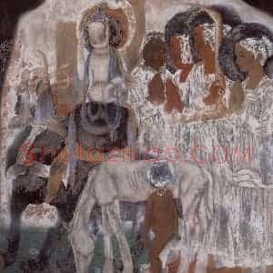 1996年 唐勇力《敦煌之梦——童年的记忆》国画人物作品图片赏析