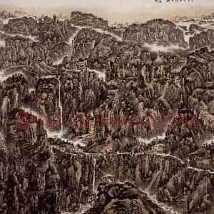 2007年 姚鸣京《秋声云壑坐忘图》国画山水作品图片赏析