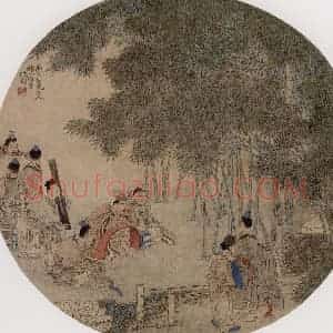 约19世纪60年代末期 任伯年《竹林雅集图》国画综合作品图片赏析