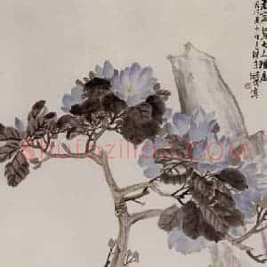 1870年 任伯年《辛夷墨鸡》国画花鸟作品图片赏析