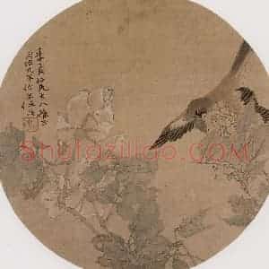 约19世纪70年代初期 任伯年《月季飞雀》国画花鸟作品图片赏析