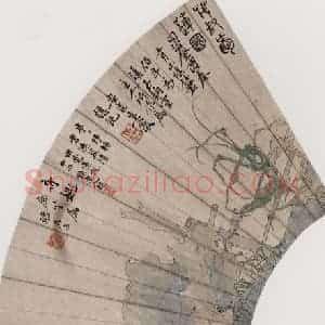 1873年 任伯年《茂叔爱莲图》国画综合作品图片赏析