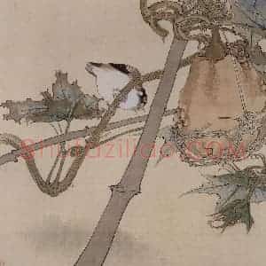 1871年 任伯年《瓜禽图》国画花鸟作品图片赏析