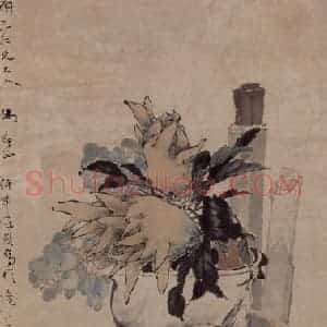 约19世纪70年代初期 任伯年《博古图》国画花鸟作品图片赏析